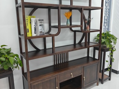 灯笼博古架 【规格】150*33*196CM 【材质】橡木 【颜色】北美胡/黑胡桃图3