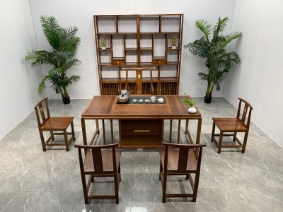 素心茶台茶桌 【规格】160*80*71CM 【材质】橡木 【颜色】板栗色图2