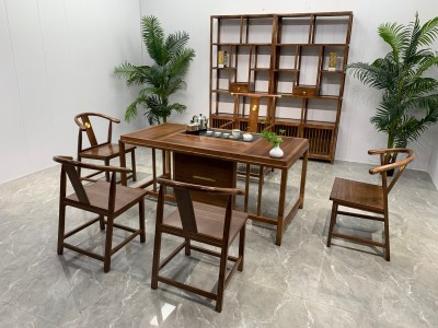 素心茶台茶桌 【规格】160*80*71CM 【材质】橡木 【颜色】板栗色图4