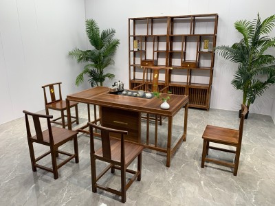素心茶台茶桌 【规格】160*80*71CM 【材质】橡木 【颜色】板栗色图3