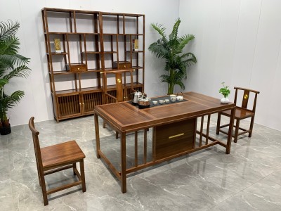 素心茶台茶桌 【规格】160*80*71CM 【材质】橡木 【颜色】板栗色图7