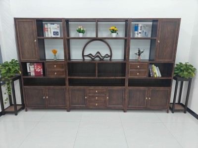 高品富贵博古架 【尺寸】316×33×196CM（三组合） 【材质】橡木（4*3CM加粗） 【颜色】北美胡/黑胡桃图3