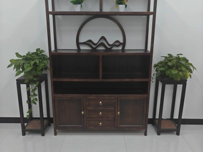 高品富贵博古架 【尺寸】316×33×196CM（三组合） 【材质】橡木（4*3CM加粗） 【颜色】北美胡/黑胡桃图5