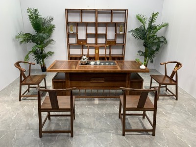 骏顺茶台 【规格】180/200*78*73CM 【材质】橡木 【颜色】板栗色图2