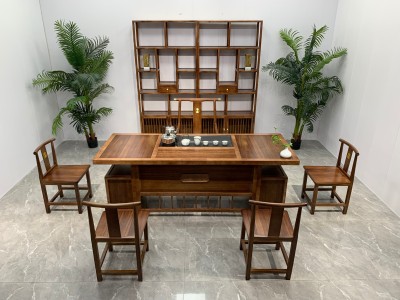 骏顺茶台 【规格】180/200*78*73CM 【材质】橡木 【颜色】板栗色图5