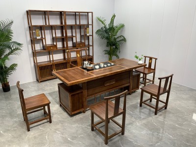 骏顺茶台 【规格】180/200*78*73CM 【材质】橡木 【颜色】板栗色图7