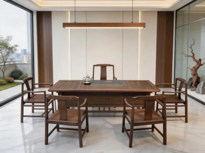 高端清和茶桌 材质：乌金 颜色：紫胡桃 规格： 180*85*75CM 200*85*75CM 220*85*75CM 240*85*75CM图2