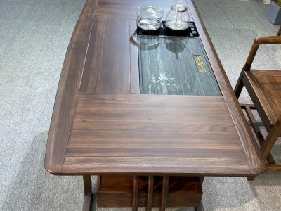 高端和顺茶桌 材质：金楸檀 颜色：浅黑胡桃 规格：160*82*73cm图6