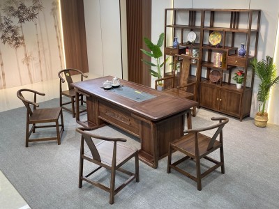 观然茶桌 材质：金楸檀 颜色：浅黑胡桃 规格： 200*88*75cm 220*88*75cm 240*88*75cm图4