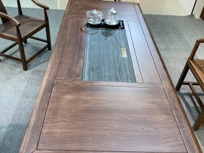 观然茶桌 材质：金楸檀 颜色：浅黑胡桃 规格： 200*88*75cm 220*88*75cm 240*88*75cm图6