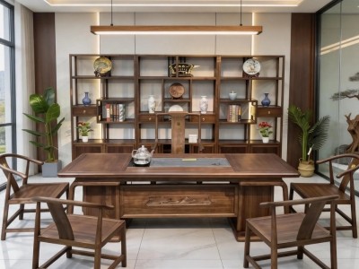 观然茶桌 材质：金楸檀 颜色：浅黑胡桃 规格： 200*88*75cm 220*88*75cm 240*88*75cm图3