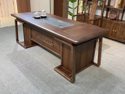 观然茶桌 材质：金楸檀 颜色：浅黑胡桃 规格： 200*88*75cm 220*88*75cm 240*88*75cm图7