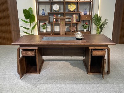 观然茶桌 材质：金楸檀 颜色：浅黑胡桃 规格： 200*88*75cm 220*88*75cm 240*88*75cm图9
