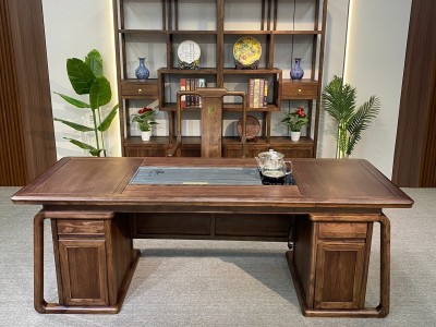 观然茶桌 材质：金楸檀 颜色：浅黑胡桃 规格： 200*88*75cm 220*88*75cm 240*88*75cm图8