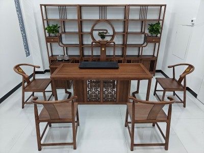 鸿茗干泡台（新款） 【尺寸】180*80*73CM 【材质】橡木 【颜色】北美胡  高品擦色工艺，简约大气，质量过硬图2