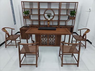 鸿茗干泡台（新款） 【尺寸】180*80*73CM 【材质】橡木 【颜色】北美胡  高品擦色工艺，简约大气，质量过硬图6