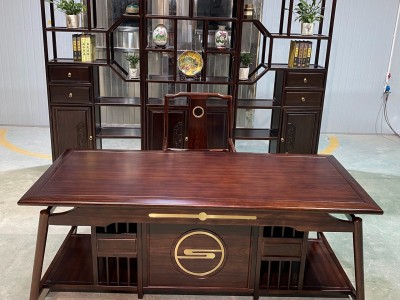 吉祥如意办公桌 颜色：乌金色/可定制颜色 规格：180*90*75cm图6