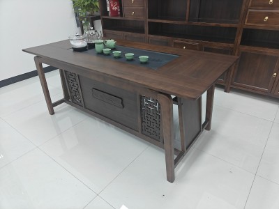 瑞云茶桌 【规格】180/200*80*73CM 【材质】橡木 【颜色】北美胡/黑胡桃 3公分全实木全实心桌面图6