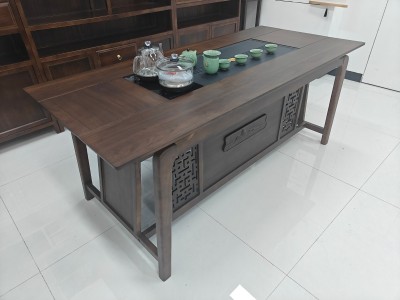 瑞云茶桌 【规格】180/200*80*73CM 【材质】橡木 【颜色】北美胡/黑胡桃 3公分全实木全实心桌面图7