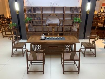 瑞云 【规格】180/200*80*73CM 【材质】橡木 【颜色】北美胡/黑胡桃 3公分全实木全实心桌面图1