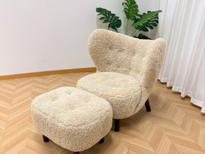 小佩特拉椅 材质： 羊毛卷面料+实木框架+实木脚 颜色： 米白色图5