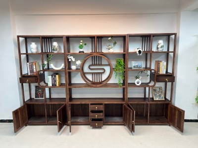 【品名】云栖三组合 【尺寸】285×30×196CM 【材质】橡木 【颜色】乌金色图9