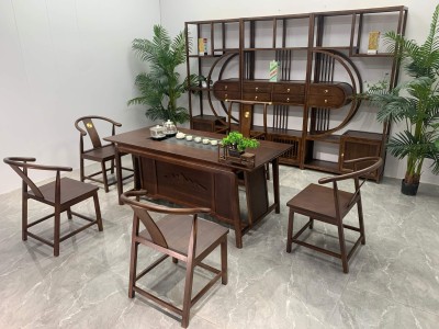 祥茗茶桌 【尺寸】180/200*80*73CM 【材质】橡木➕乌金木工艺 【颜色】北美胡/黑胡桃  实木加厚面板，高品质擦色工艺，质量过硬图3