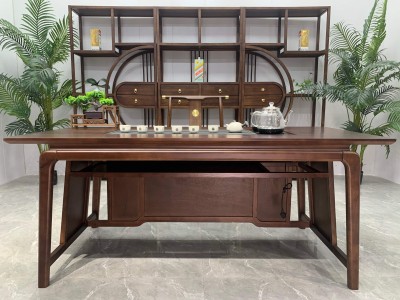 祥茗茶桌 【尺寸】180/200*80*73CM 【材质】橡木➕乌金木工艺 【颜色】北美胡/黑胡桃  实木加厚面板，高品质擦色工艺，质量过硬图9
