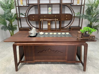 祥茗茶桌 【尺寸】180/200*80*73CM 【材质】橡木➕乌金木工艺 【颜色】北美胡/黑胡桃  实木加厚面板，高品质擦色工艺，质量过硬图7