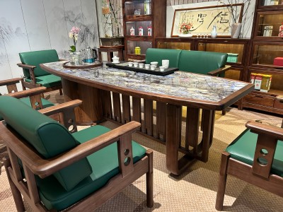 黑耀石乌金木茶台 材质： 乌金木+奢石 颜色： 北美黑胡桃色图6
