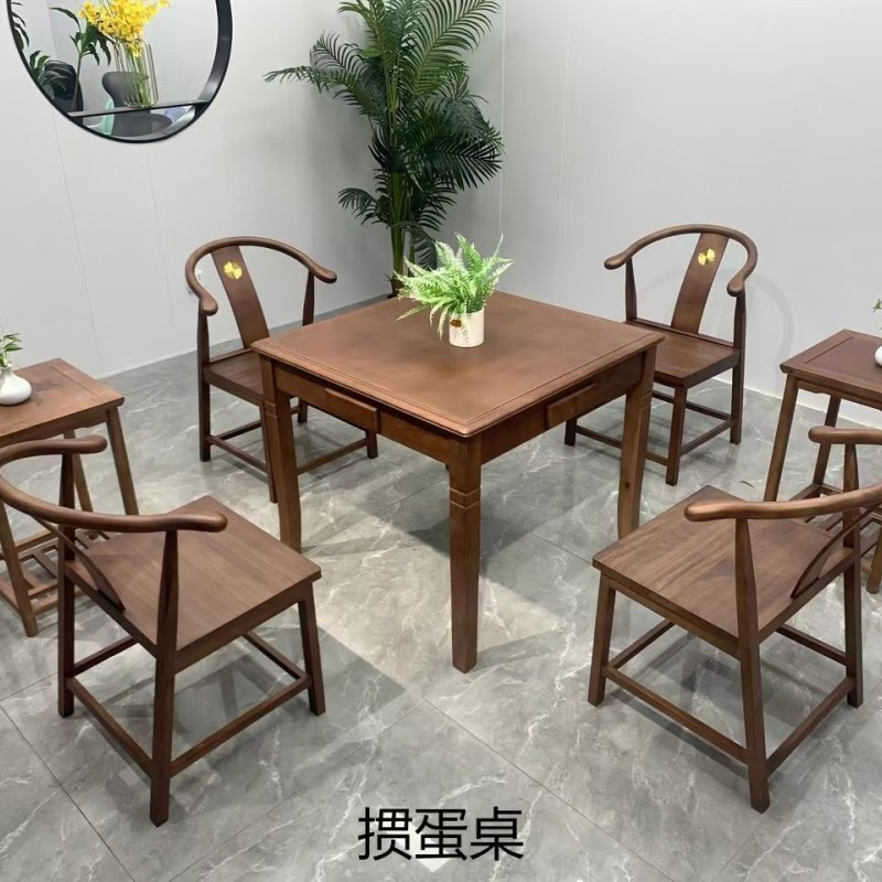 网红掼蛋桌（两用） 【规格】88*88*75 【材质】橡木 【颜色】北美胡